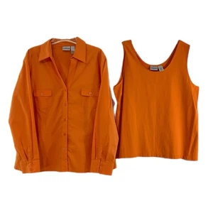 Chico’s Twin Set Button Down Bluse und Tank Gr. 3 XL orange - Bild 1 von 12