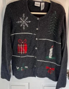Villager Christmas Cardigan Sweater Button Down 90s Size XL - Picture 1 of 10