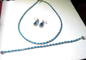 without tags Sterling Silver DJoy Blue Topaz Necklace, Bracelet & Earrings Set - Picture 1 of 2