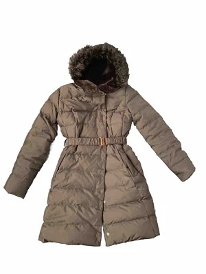 Abrigo parka con capucha Tahari con cinturón para mujer talla XS negro Foto 1 de 4