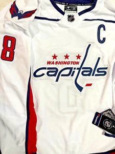 Large Alexander Ovechkin#8 White Away Premium Breakaway Jersey Washington Caps - Picture 1 of 6