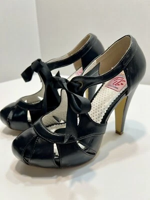 Zapatos de salón Pin Up Couture reproducción vintage negros para mujer talla 7 Foto 1 de 4