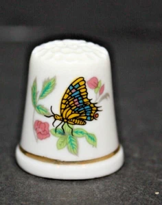 Butterfly Thimble Ceramic on Wild Rose Milk Glass - Picture 1 of 2