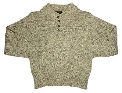 *VTG* North Cape by Knut Unisex Beige Wool Pullover Henley Sweater; M - Image 1 of 4