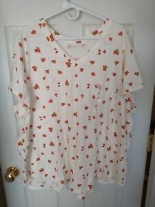 Women's Old Navy Shirt Plus Sz4 White With Strawberries