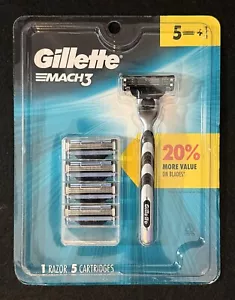 🔥 Gillette Mach3 Razor Handle + 5 Cartridges | NEW Sealed | 20% More Value - Picture 1 of 3