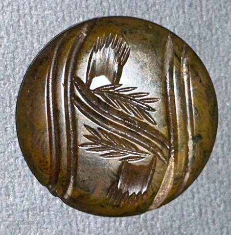 Antique Carved Plastic Button Shank Back 1 5/8" Gutta Percha Cover