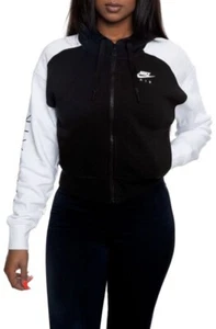 Nike Sportswear Air Hoodie FZ BB Black/Heather/White Women Size M BV4771-010 NWT - Picture 1 of 6