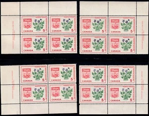 Canada: #421 5c Provincial Flower & COA New Brunswick M/S Plate Blocks Pl.1 MNH - Picture 1 of 1