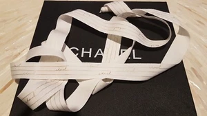 Chanel white & gold cotton ribbon 202 cm gift wrapping packaging arts crafts - Picture 1 of 4