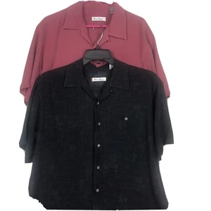 Men’ Burma Bilbas Silk Shirt Lot Of 2 Short Sleeve Button Up Shirts Size Medium - Picture 1 of 12