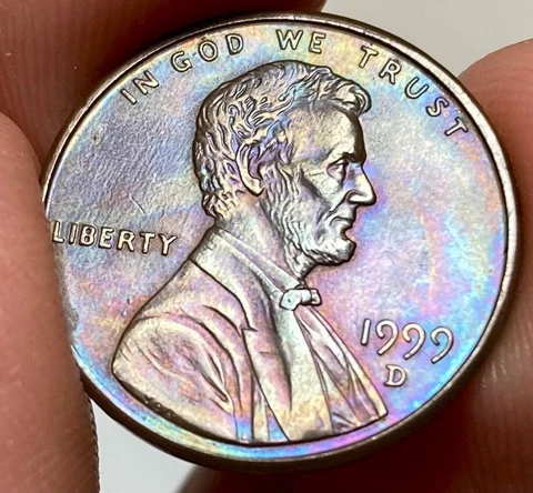 1999 D Lincoln Memorial Cent 1c AU Very Pretty Toning Cover