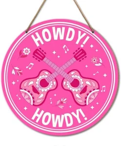 Pink Western Wall Decor for Home, Music Cowgirl Howdy Sign Decor, multiple - Picture 1 of 5