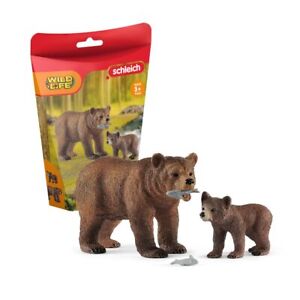 SCHLEICH 42473n Grizzly bear mother with cub Wild Life Toy Playset for children 