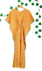 Designer Cotton Printed Kaftan With Tassels/Beach Robe/Maxi Nightwear Orange
