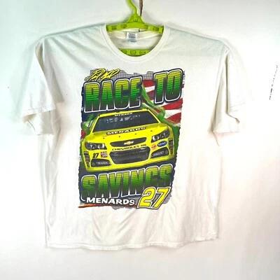 Camisa Paul Menards #27 NASCAR Blanca Amarilla Camiseta Gráfica 2 Caras Talla 2XL Foto 1 de 4