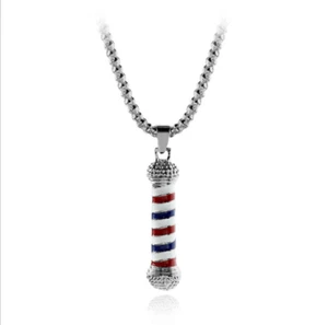 Nuevo Moda Peluquería Poste Barberos Luz Giratoria Colgante Cadena Collar Regalo - Imagen 1 de 1
