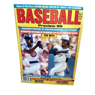 1988 Baseball Preview Magazine Andre Dawson Cubs George Bell Blue Jays - Image 1 of 2
