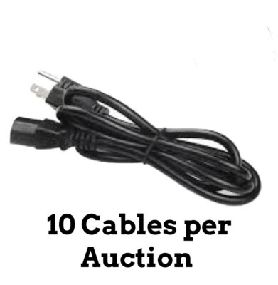 10x Computer PC Monitor 3 Prong Power Cord Cable 18AWG Printer - Image 1 of 3