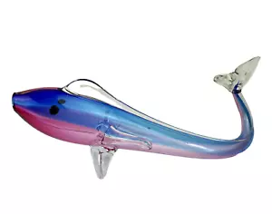Chribska Hand Blown Glass Sculpture Fish Whale Blue Pink Vessel VTG MCM 1960's - Picture 1 of 14