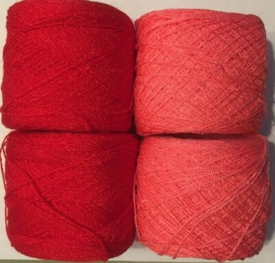 Crystal Lace yarn.  Color 95 & 24 Acrylic/Rayon. 900 yards per ball. 1 lot of 4 - Image 1 of 3