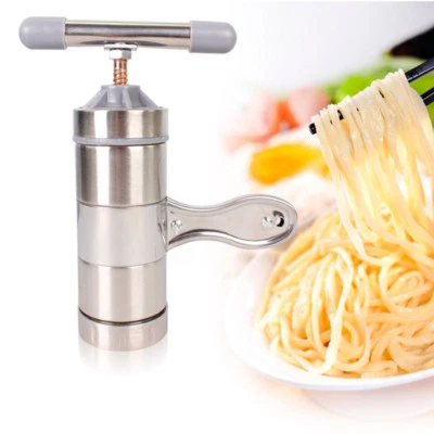 Stainless Steel Manual Noodle Pasta Maker Press Spaghetti Kitchen Tool 5 molds - Image 1 of 2