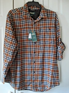 Mens Flannel Shirt Size XL Outdoor Life Brown/ Navy Wicking - Picture 1 of 2
