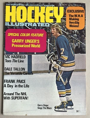 Revista ilustrada de hockey marzo 1972 Garry Unger WHA Dale Tallon Vic Hadfield Foto 1 de 4