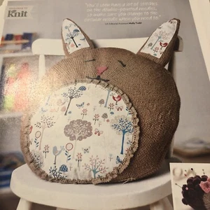Rabbit Cushion Knitting Pattern, Easter Bunny, Jane Burns DK, Pompom Tail - Picture 1 of 5