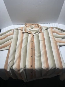 Tommy Bahama Shirt Mens L Striped Silk Button Up Short Sleeve - Picture 1 of 4