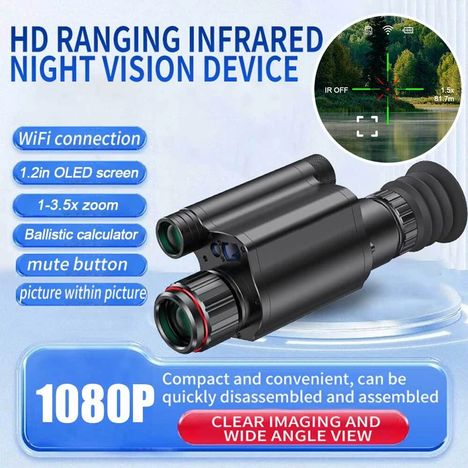 Wifi Digital IR 840nm Night Vision Scope Rifle Mount w/LRF& Ballistic Calculator - Image 1 of 4