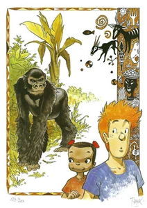 JONAS VALENTIN  Ex-Libris  FRANK PE  signed Artprint  DRUCK  Zoo, Broussaille - Picture 1 of 1