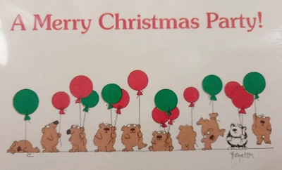 Vtg Sandra Boynton Merry Christmas 16 Party Invitations Recycled Paper 1980s - A - Image 1 of 4