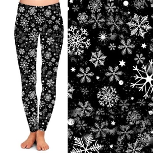 White Snowflakes Christmas Holiday Women's Leggings TC2 Extra Plus Size 20-24 - Picture 1 of 2