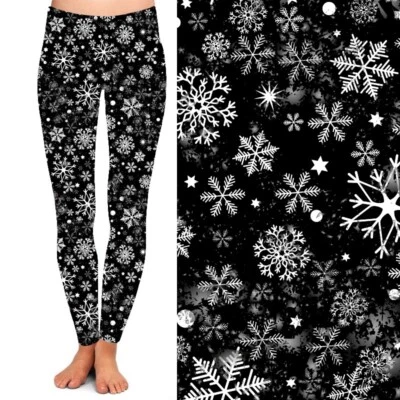 Leggings blancos copos de nieve vacaciones de Navidad para mujer TC talla grande 12-18 Foto 1 de 2