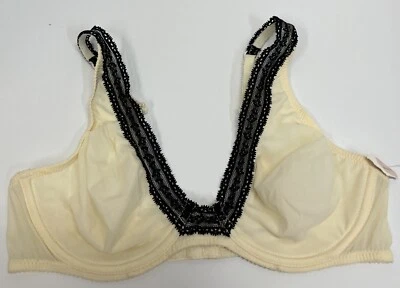 Sutiã feminino GILLIGAN & OMALLEY camiseta tamanho 36B transparente com aro creme renda preta - Imagem 1 de 3