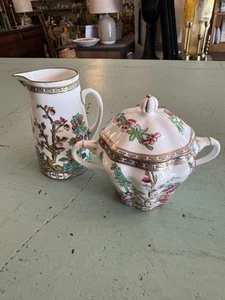 Antique Coalport England c1920s Indian Tree Pattern Sugar Bowl & Creamer Set - Picture 1 of 8
