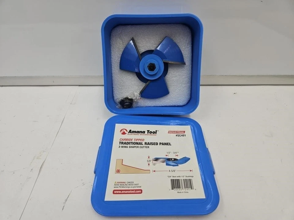 New Amana Tool SC401 Traditional Raised Panel 4-5/8 D x 1/2 & 3/4 Bore Shaper - Изображение 1 из 1