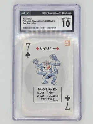 CGC 10 Machamp 7 of Clubs Red Charizard Deck Playing Poker Card Pokemon - Image 1 of 2