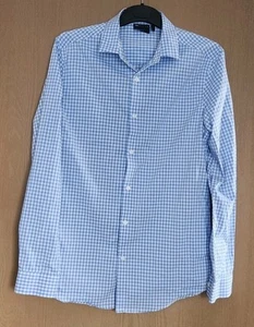 ASOS Design Men's Blue Checked Print Long Sleeve Shirt Size M - Picture 1 of 6