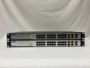 2 USED D-Link DES-1228P 24 Port Web Smart Switch With Mount Ears - Picture 1 of 5