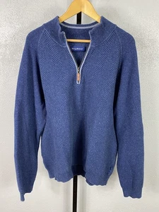 Tommy Bahama Blue Herringbone Zip Sweater Men's 3XL Cotton Cachemere Blend - Picture 1 of 6