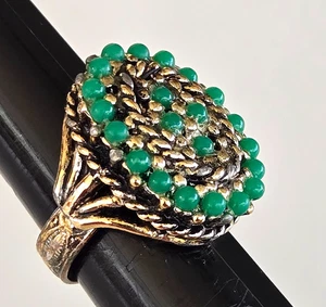 Vintage grüner Ballentin Stein Cocktail goldfarben verstellbar Ringgröße 5,5 - Bild 1 von 6