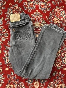Vintage Levis Jeans Youth Boys 14 Black Denim 550 Slim Fit Orange Tab 90s - Picture 1 of 7