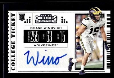 Chase Winovich 2019 Panini Contenders Draft Picks Autograph RC #199 Michigan ESE - Image 1 of 2