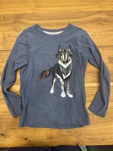 Boys TEA Branded Wolf Themed Long Sleeve Tshirt Blue Size 6 - Picture 1 of 6