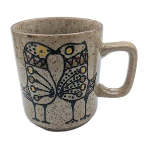 Vintage Keramiktasse mit erhöhten 2 Vögeln auf einer Seite Blumen auf der anderen 8 Unzen - Bild 1 von 6