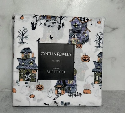 Cynthia Rowley Halloween 2025 Espeluznante Castillo de Pan de Jengibre REINA Juego de Sábanas 4 Piezas Nuevo Foto 1 de 4