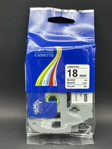 PACK of Label Tape CASSETTE Laminated 18mm Black White SEALED!🔥FREE SHIPPING! - Picture 1 of 8