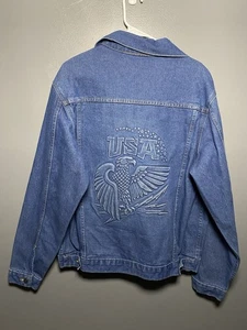 Vintage Jacke USA Herren L geprägt Adler USA Jeans Denim Trucker Biker EUC - Bild 1 von 9